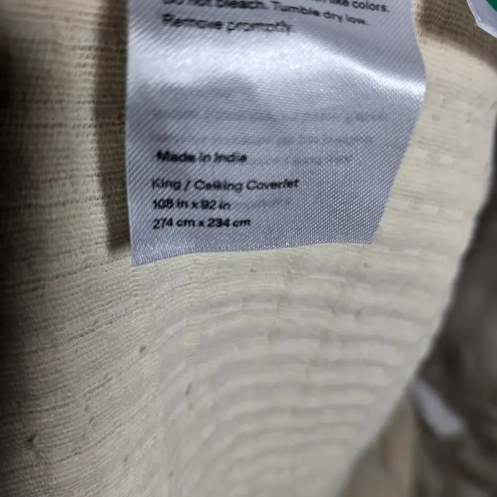NWT Quince Organic Ribbed Cotton Coverlet 3Pc Set King Cal King Ivory $154 MSRP